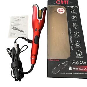 CHI Spin n Curl Ceramic Rotating Curler - Ruby Red 1”